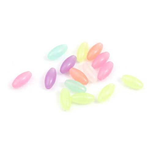 カラーアクリルビーズ 　50個パック 　楕円型カラープラビーズ（パステルMIX色）アクセサリー手芸用ビーズ13mm×6mmのサムネイル
