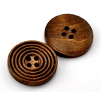 ウッドボタン5個入木製ボタン（ダークブラウン）4つ穴ウッドボタンクラフトボタンサイズ25mm
