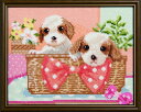 ●取寄品●ルシアン刺しゅうキットクロスステッチ刺しゅうキットDog & Flower(#719) ※フレームは付属しません