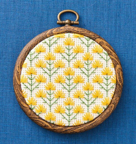 ●取寄品●COSMO（コスモ） 地刺し®　プチフレームの壁飾り（ミモザ）フレーム付　ルシアンハンドメイドキット