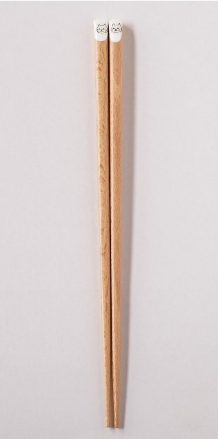 若狭の箸　Monoシリーズ（ネコ）　サイズ22.5cm　日本製天然木　※1枚目の画像