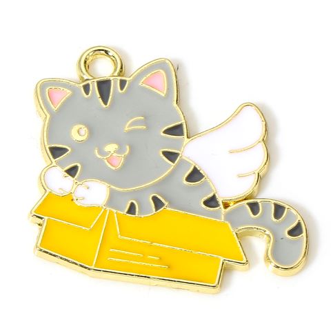 ●取寄品●メタルチャーム 5個　猫cat pendantデザイン（Cタイプ）ペンダントトップパーツ　※1枚目の画像が対象商品