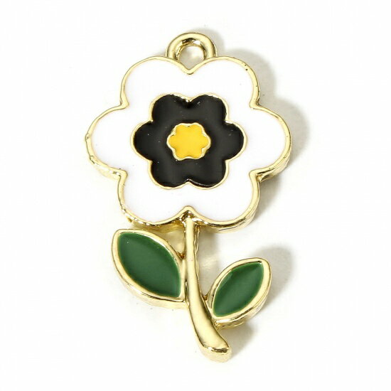 メタルチャーム10個パック　フラワーB　ファンシーチャームミックスデザインセット　※1枚目の画像が対..