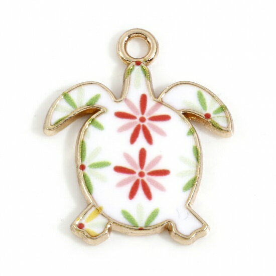 ●取寄品●メタルチャームパーツ10個　ウミガメ（F柄）　ペンダントピアスアクセサリーパーツ　※1枚目の..