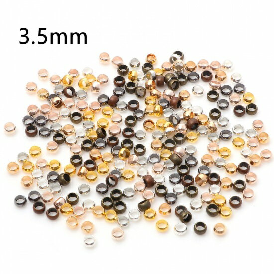●取寄品●真鍮 つぶし玉 かしめ玉 かしめカン金具　ミックスカラー500個入　サイズ3.5mm