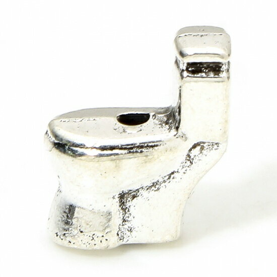 ●取寄品●メタルビーズ 30個パック　便器型（アンティークシルバー色）アクセサリーパーツ　※1枚目の画..