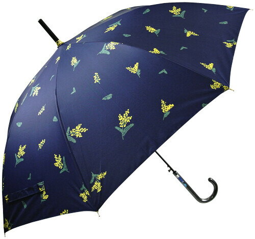 ●取寄品●デザイン傘 ミモザ(紺)1本 58cmジャンプ傘 umbrella