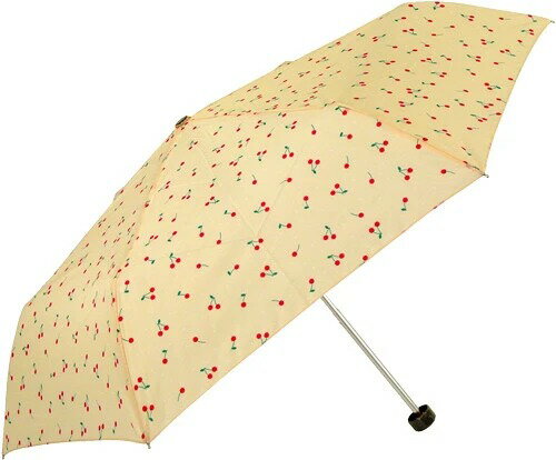 婦人折りたたみ傘 チェリー(ベージュ)1本 50cm軽量ミニ/携帯用傘umbrella