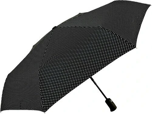 ●取寄品●婦人折りたたみ傘 ドット(黒)1本 55cm自動開閉(安全式)/携帯用傘umbrella