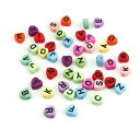アクリルビーズ ハート300個入(アルファベット英語)文字ビーズプラスチックビーズプラビーズミックスパック
