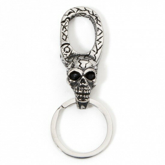 ●取寄品●304ステンレスキーリング　1個　ドクロ髑髏スカルヘッドキーホルダーパーツ