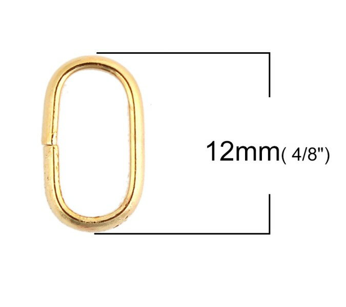 ●取寄品● ステンレス製 楕円カンリングパーツ 20個（ゴールド色） 12mmx 7mm　丸カンアクセサリーパーツ金具ハンドメイド用