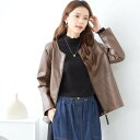 秋冬フェイクレザーノーカラージャケット(モカ)ワンサイズM~L シンプルなデザイン