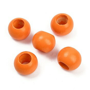 ●取寄品●カラーウッドビーズ オレンジ(約500個) クラフト木製ビーズ 19~20mm