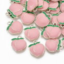 ●取寄品●メタルチャーム 白桃PEACHデザイン(10個) エナメルペンダントパーツ 17.5x15x3mm