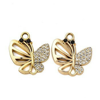 ●取寄品●ラインストーンメタルチャーム　蝶デザイン(50個) ペンダントピアスパーツ