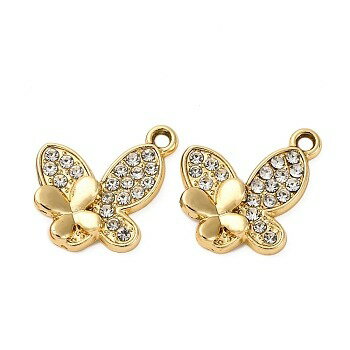 ●取寄品●ラインストーンメタルチャーム　蝶デザイン(50個) ペンダントピアスパーツ