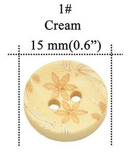 木製ボタンヴィンテージ風花柄ボタン（5個入）ナチュラル　ウッドボタンソーイング