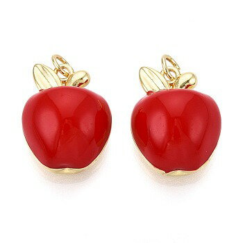 ●取寄品●真鍮製メタルチャーム　りんごアップルデザイン(10個) エナメルアクセサリーパーツ