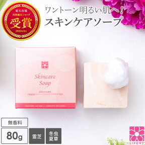 固形石けん 洗顔石けん 霊芝 冬虫夏草 スキンケアソープ 80g 泡ネット付 毛穴ケア 弱アルカリ性 洗顔 石鹸 ソープ せっけん 固形石鹸 洗顔石鹸 ボディーソープ 朝洗顔 洗顔料 無添加 無香料 温泉水 角栓 毛穴 角質 泡 美容 送料無料