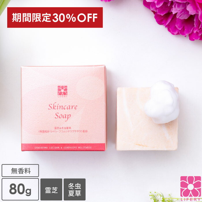 楽天スーパーSALE 30％OFF 固形石けん 洗顔石けん 霊芝 冬虫夏草 スキンケアソープ 80g 泡ネット付 毛穴ケア 弱アルカリ性 洗顔 石鹸 ソープ せっけん 固形石鹸 洗顔石鹸 ボディーソープ 朝洗顔 洗顔料 無添加 無香料 温泉水 角栓 毛穴 角質 泡 美容