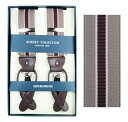 【送料無料】 ALBERT THURSTON アルバートサーストン サスペンダー メンズ Y型 2WAY エンジ×濃淡ベージュ ストライプ 英国製 サーストン ...