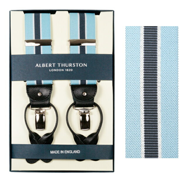 ALBERT THURSTON アルバートサーストン サスペンダー メンズ Y型 スカイブルー×ネイビー 英国製 サーストン ブランド ブレイシス ブレイシーズ 紳士 男 男性用 2266-3 送料無料 【楽ギフ_包装】