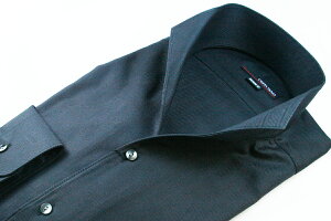イタリアンスタンドカラーシャツ イタリアンカラーシャツ メンズ COSTA VARIO 黒 ブラック ヘリンボーン 長袖 日本製 スタンドカラー イタリアンカラー シャツ ワイシャツ ビジネスシャツ GTD33-007