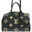【中古】 LOUIS VUITTON ルイ・ヴィトン グランパレMM ハンドバッグ バッグ レザー モノグラム・アンプラント ブラック× ベージュ バイカラー ...