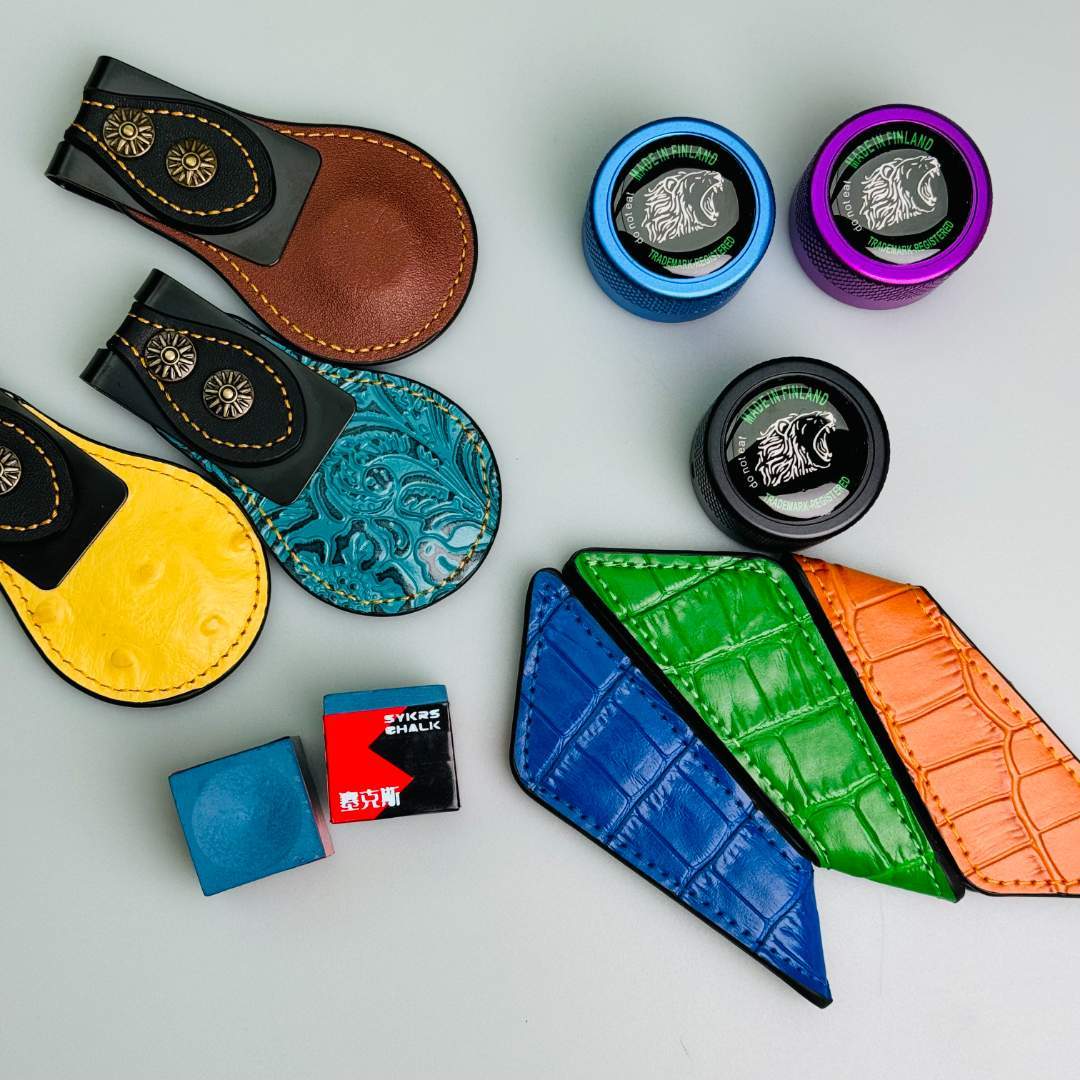 チョークケース 送料無料 磁石 革調 便利 チョークカバー付き 静音 ビリヤード タップ チョーククリッ..