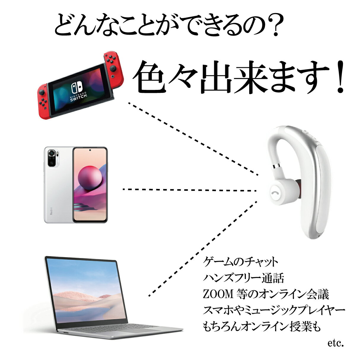即納送料無料クーポン片耳イヤホンBluetooth5.0ワイヤレスイヤホン耳掛け型ヘッドセットZoomハンズフリー通話無線マイク内蔵日本語説明書左右耳兼用ゲームランニング
