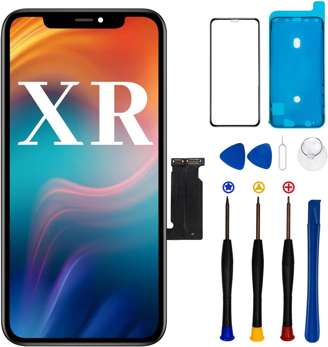 【保証付き】iPhoneXR 高品質フロントパネル 液晶パネル ガラスパネル デジタイザ タッチパネル LCD液晶セット　強化ガラスフィルム・修理工具付き　送料無料