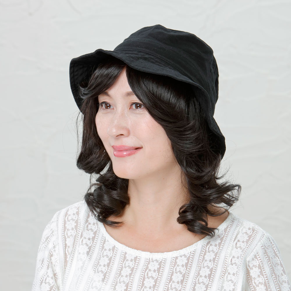 【あす楽対応 送料無料】医療用帽子 医療用ウィッグ 帽子 de ウィッグ　【ポイント5倍】 ミディアム　H-W-02 人毛ミックス　帽子とウィッグ一体化　 助成金対応 かつら 帽子ウィッグ 円形脱毛症