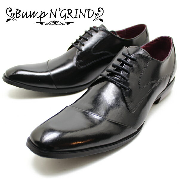 Bump N' GRIND バンプアンドグラインド BG-6070 本革 ビジネスシューズ 革靴 紳士靴 ストレートチップ レースアップ レザー ブラック