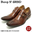 【最大P15倍！要エントリー】Bump N 039 GRIND バンプアンドグラインド ロングノーズ ダブルモンクストラップ 本革ビジネスシューズ 2800 キャメルブラウンレザー スクエアトゥ チゼルトゥ ドレス スリッポン 革靴 仕事用 メンズ