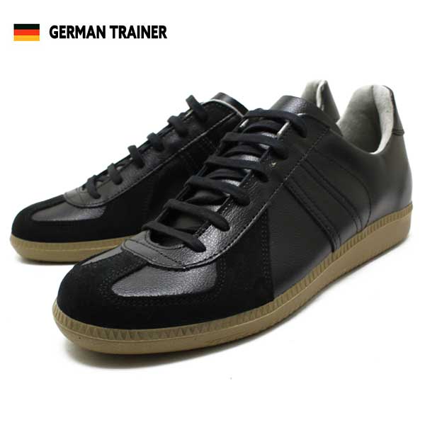 ジャーマントレーナー スニーカー メンズ GERMAN TRAINER ＃1183 ブラック ジャーマントレーナー レザースニーカー スロバキア製 BW SOLE 大人スニーカー 本革