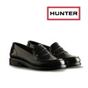 国内正規品 HUNTER ハンター レディース リファインド グロス ペニー ローファー レインシューズ WFF1095RGL-BLK ブラック 通学 通勤 完全防水