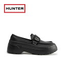 国内正規品 HUNTER レディース リファインド エクスプローラー フラットフォーム ボウ ローファー レインシューズ WFF8000LEA ブラック 通学 通勤 耐水性