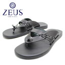 ZEUS ゼウス 1717 イタリア製 本革 メンズ レザー サンダル トング ベルト ブラック ラバーソール