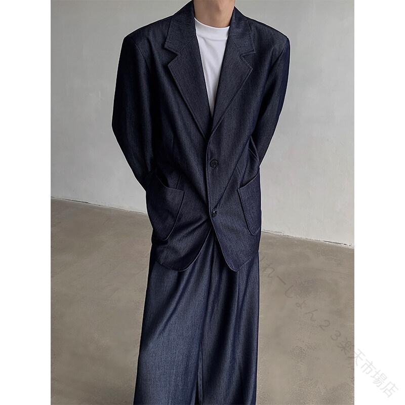 メンズ デニムスーツ セットアップ ジャケット パンツ 男性用 紳士服 春秋 ルーズフィット テーラード ライトアウター ブルージーンズ カジュアル 上品 きれいめ 通勤 通学 休日 定番 人 relation0111-10031437 りれーしょん23楽天市場店 サンプル画像2