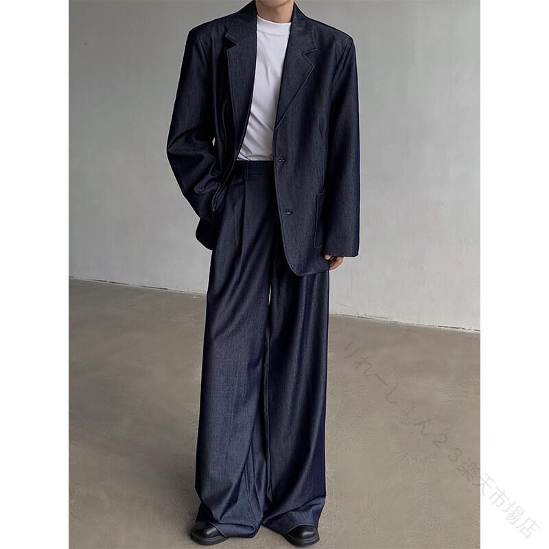 メンズ デニムスーツ セットアップ ジャケット パンツ 男性用 紳士服 春秋 ルーズフィット テーラード ライトアウター ブルージーンズ カジュアル 上品 きれいめ 通勤 通学 休日 定番 人 relation0111-10031437 りれーしょん23楽天市場店 パッケージ画像