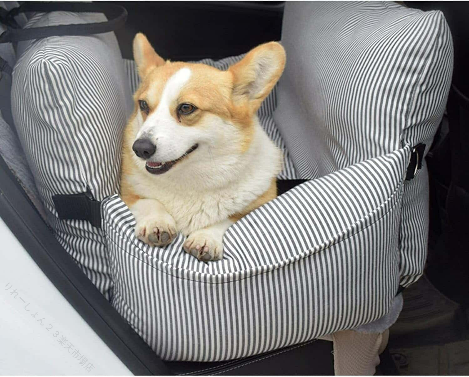樂天商城 - ペットドライブボックス 中型犬用 車載シート シートベルト付き ポータブル安全シート 滑り止め 水洗い可 汚れ防止 カーキ ブルー レッド 便利 快適 安心 旅行 お出かけ 76x52x40cm 携帯簡