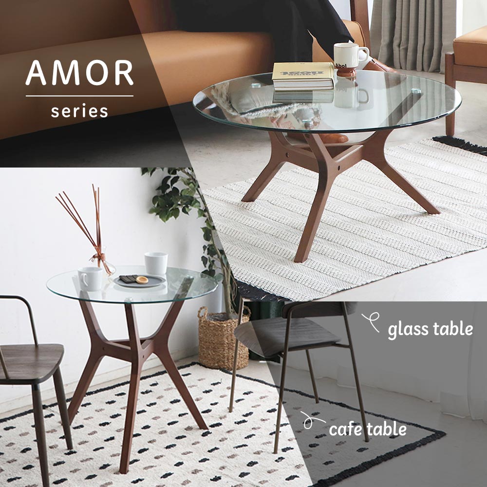 【ブラックフライデー最大55%引★】 ガラステーブル 丸テーブル 丸型 円形 カフェテーブル 強化ガラス テーブル ウォールナット 無垢材 おしゃれ 東馬 大川...