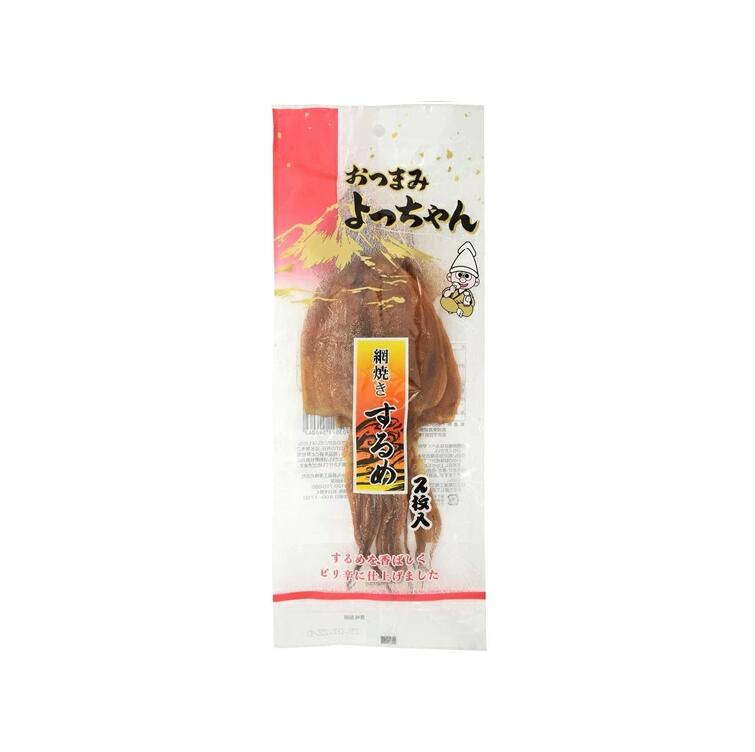 香ばしく焼き上げたするめの旨みを手軽に楽しめる「おつまみよっちゃん 網焼きするめ」です。噛むほどに広がるいか本来の旨みと香ばしい風味が特徴。程よい噛みごたえで、おやつとしてはもちろん、お酒のおつまみにもぴったりです。
