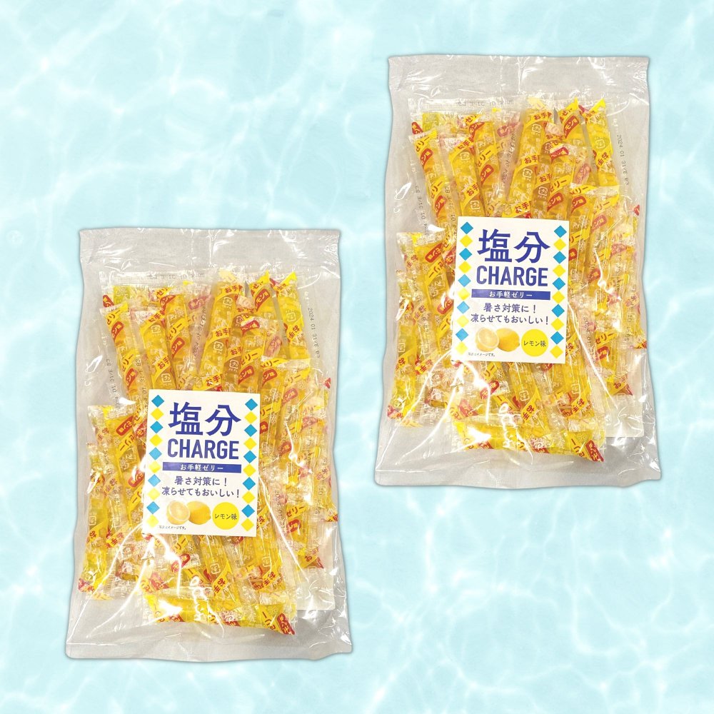 塩分チャージ ゼリー 〈 レモン味 / 500g × 2袋セット 〉 熱中症対策 塩分補給 業務用 (大容量 熱中症対策 ) 個包装 スティックゼリー