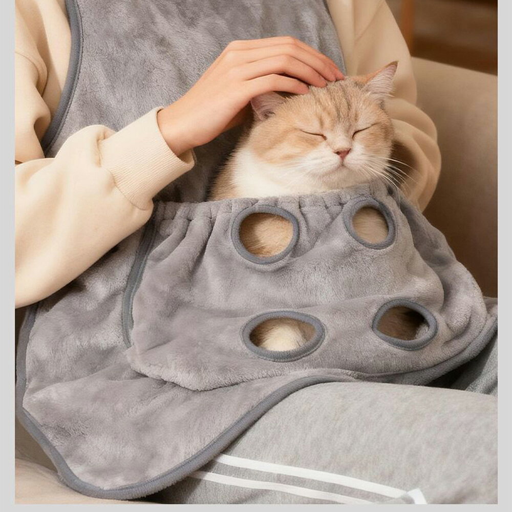 LIFE SPARK ペット用抱っこ エプロン グレー 猫エプロンセット 防毛 耐久 耐摩耗性...