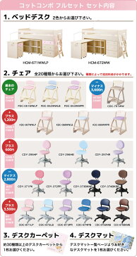 【フルセット】2020年度 コイズミ コットコンポ ミドルベッドデスク【ベッドデスク+チェア+デスクマット+デスクカーペット】 HCM-671WWLP HCM-672WW 女の子 男の子 KOIZUMI 学習机 学習デスク ベッド ロー システムベッド LEDライト【po-3】【koi10】