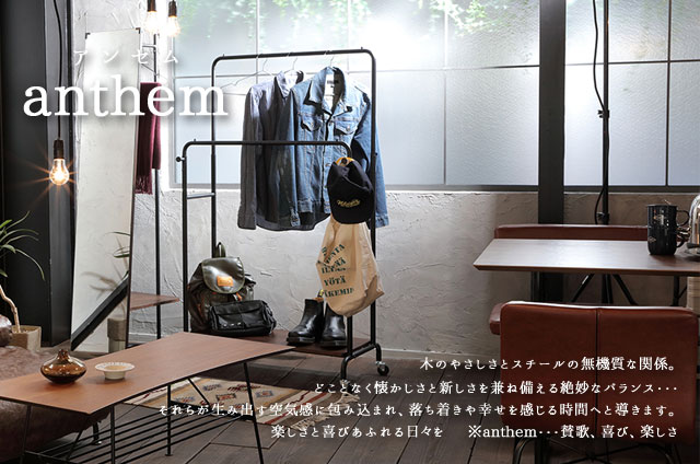 anthem アンセム ハンガーラック ANH-3293BR 棚 収納 木 スチール 市場株式会社【C/S/206】
