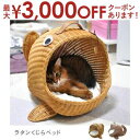 【最大3000円OFFクーポン※お買い物マラソン】送料無料 ペット用ラタンくじらベッド | オールハンドメイド 天然素材ベッド キャットベッド キャットドーム ...