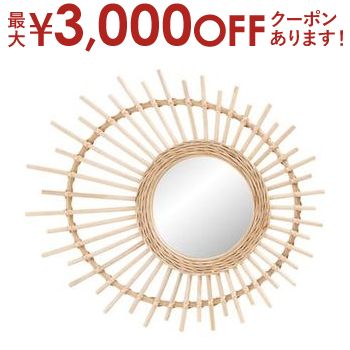 【最大3,000円OFFクーポン有！PT3倍！ブラックフライデー】ミラー 鏡 壁掛けミラー 壁掛け鏡 姿見 壁掛け ウォールミラー 丸型 円型 まる まるい ラタン 籐 シンプル おしゃれ オシャレ お洒落 自然 かわいい 可愛い ナチュラル おすすめ オススメ ウォール 壁 インテリ
